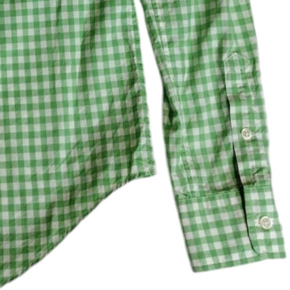 Polo Ralph Lauren green white plaid rounded hem cotton women's small Blouse - Picture 9 of 10